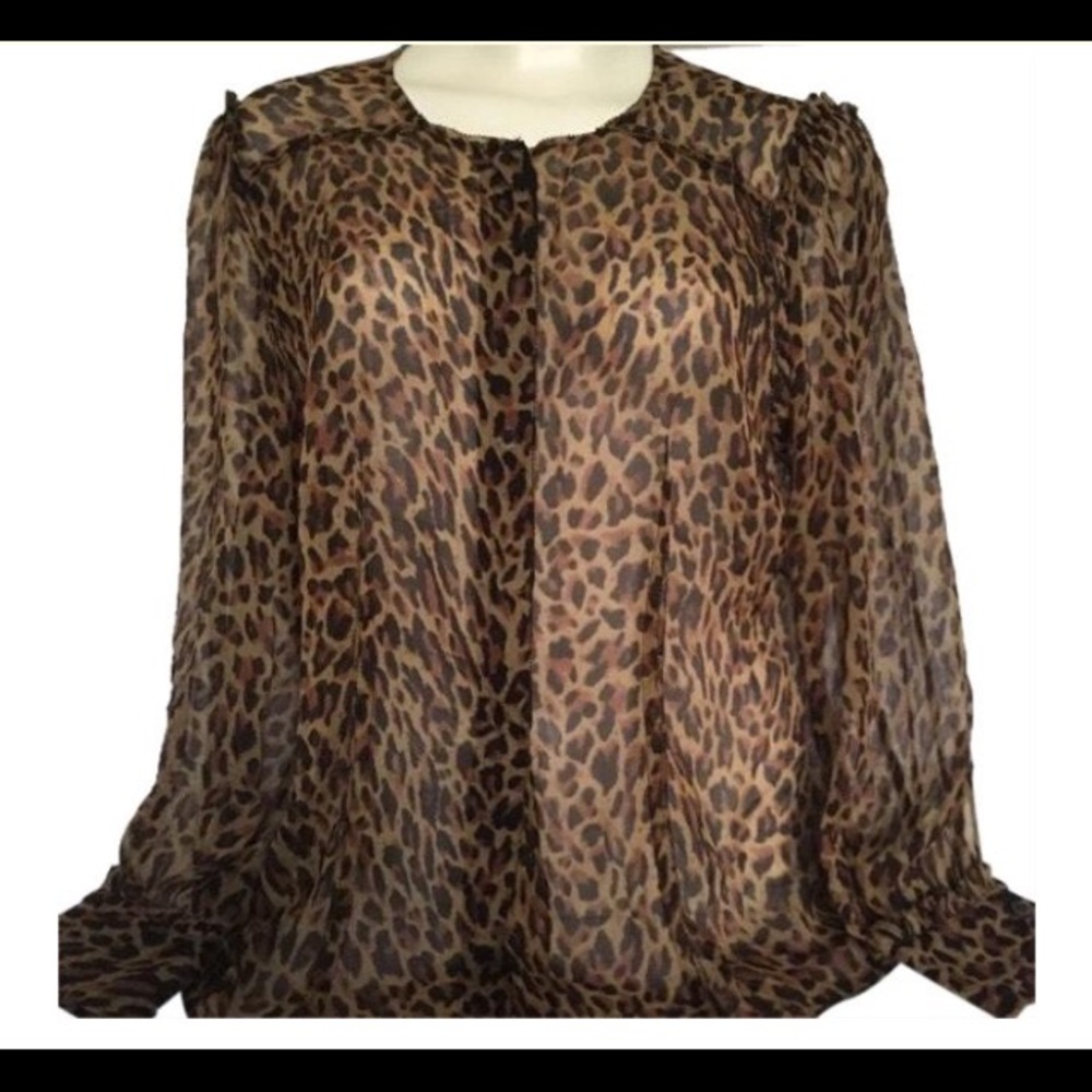 J. Crew Animal Print Blouse Long Sleeves